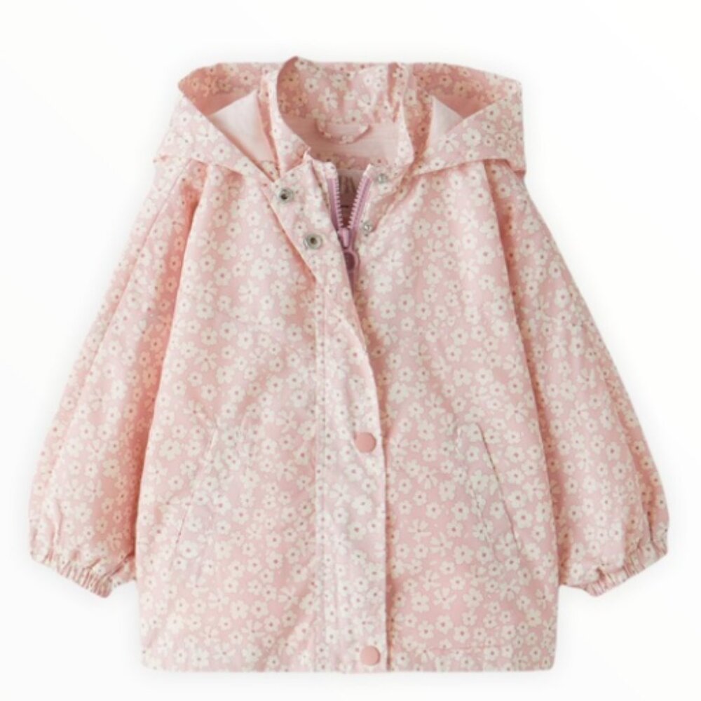 Zara Pink Floral Hooded Raincoat